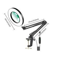 1 chiếc kính lúp 10X có đèn và chân đế, đèn lúp để bàn dùng nguồn USB, đèn bàn LED 2 trong 1 có thể điều chỉnh độ phóng đại, 3 chế độ ánh sáng 10 mức độ sáng, xoay 360°, thích hợp cho làm móng, làm đẹp, thêu thùa, đọc sách, thủ công, sửa chữa, vẽ tranh. - Đèn bàn kính lúp 10x - Xem 13