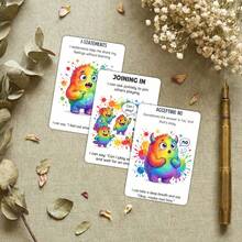 1set/36pcs Emotional Management And Social Skills Cards,Rainbow Monster Illustrations,Suitable For Emotional Cognition Regulation Exercises, Social Interaction Ability Development Tools,Autism And ADHD Coping Skills Cards For Classroom/Home - View 4