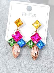 1 Pair Women's Elegant Rhinestone Earrings, Suitable For Daily Wear (Reference Card Provided Randomly) - Color-e623 - View 2