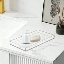 1 Bộ Khay trang điểm bằng acrylic trong suốt/đen, Khay đựng đồ dùng phòng tắm, Khay đựng đồ trong tủ bếp, Giá trưng bày mỹ phẩm, trang sức, nến cao cấp - Trong sáng - Xem 3