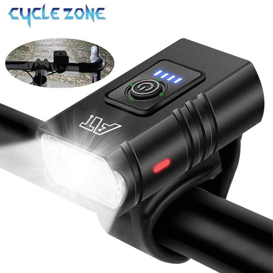 Luz delantera LED para bicicleta, faro recargable tipo C para bicicleta de montaña y carretera, fácil de instalar, accesorios para ciclismo - BK02-4 piezas - Ver 1