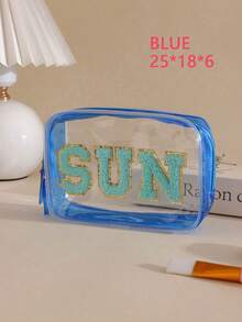 防水透明 SPF 防曬化妝包，防水拉鍊化妝包，便攜旅行 SPF 刷毛內襯小化妝包，EVA 塑料防曬收納盒，適用於度假、浴室、夏季海灘、游泳和旅行 - 彩色 - 查看 15
