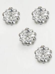 4pcs Flower Shaped Crystal Metal Buttons, Multi-Color, Rhinestone Decor Buttons Suitable For Jackets, Suits, Wedding Dresses, Sewing Supplies - Multicolor - View 19