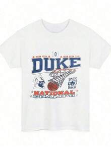 Camiseta de Baloncesto Blue Devils de 1992 Estilo Vintage para Hombre Talla Grande (1 Pieza), 100% Algodón, Camiseta Casual Estampada, Cuello Redondo, Manga Corta, Camiseta de Algodón de 220g, Para Salir, Regalo, Verano, Sudadera Estilo Minimalista Unisex - Blanco - Ver 1