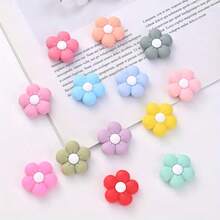 2/3/5/7Pcs Macaron Color Soft Rubber Flower Accessories DIY Handmade Hair Clip Hair Tie Materials Cream Glue Phone Case Decoration Accessories Colorful 3D Small Flower Ornaments Random Style Color - Multicolor - View 9