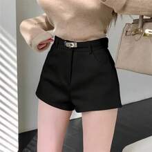 Pantalones de pierna ancha para mujer, ropa informal adelgazante de pierna de Color puro de cintura alta, pantalones calientes para exteriores, pantalones de pierna ancha a la moda - Negro (pantalones individuales) - Ver 1