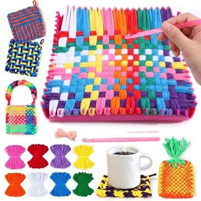 Weaving Loom Kit Toys, DIY Arts And Crafts For Kids And Adults, Ideal Gifts For Girls Ages 5 6 7 8-12 13, Easy Potholder Loom Knitting Activity For Beginners, Craft Loops