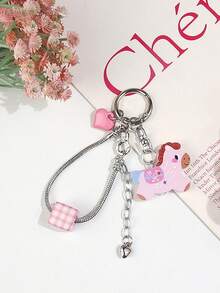 1pc Double-Sided Printed Little Horse Keychain, Multi-Element Chain Pendant, Cartoon Cute Bag Charm Accessory - Multicolor - View 6