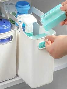 Caja de almacenamiento de plástico para suministros de limpieza, cesta de almacenamiento multifuncional para cocina, baño, dormitorio, oficina y dormitorio, estante de almacenamiento duradero debajo del fregadero para - Por supuesto - Ver 6