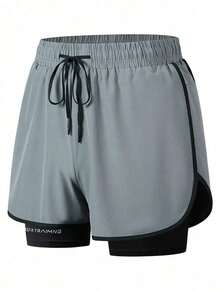 Pantalones cortos de yoga de secado rápido para mujer - Pantalones cortos deportivos ligeros y transpirables, pantalones de fitness elásticos negros de verano para mujer - Gris - Ver 4