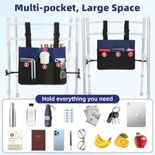 Walker Bag Walker Baket For Folding Walker With Cup Holder 7 Pocke With Adjutable Trap Rope Foldable Walker Acceorie For Enior Blue And Black - EBlue Black - View 3