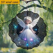 1个3D立体天使摆件，身着白色连衣裙，在星空下翩翩起舞。尺寸：10英寸*10英寸，带旋转挂钩，可360°旋转DIY创意风车，适合作为节日礼物赠送亲朋好友（不含吊坠，款式随机）。 - 多色 - 查看 7