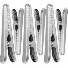 6pcs Stainless Steel Food Sealing Clips, Kitchen Airtight Moisture-Proof Sealing Clips, Strong Metal Bag Clips - Silver - View 2