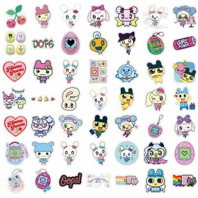 Tamagotchi 50张松子拓马卡通涂鸦可爱手机贴纸水杯DIY装饰电脑贴纸