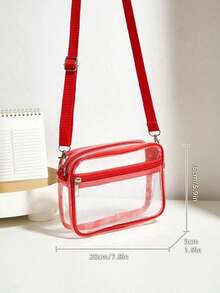 Mini Square Clear PVC Bag With Adjustable Strap For Everyday Use, Stadium Approved, 12 X 12 X 6 Inches, Casual Square Clear Shoulder Bag For Concerts, Sporting Events, Festivals, Travel, Simple Fashion Crossbody Bag, Waterproof And Sandproof Clear Bag, Perfect For Summer, Vacation And Beach, Clear Bag For Women - 杏色 - 查看 7