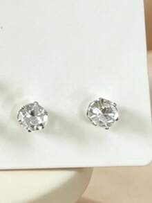 Bông tai đính đá Cubic Zirconia mạ vàng 14K, kiểu dáng unisex, chất liệu thép không gỉ mạ bạc/vàng, kích thước 3-4-5-6mm, thích hợp đeo hàng ngày. - Như thể hiện trong hình ảnh - Xem 6
