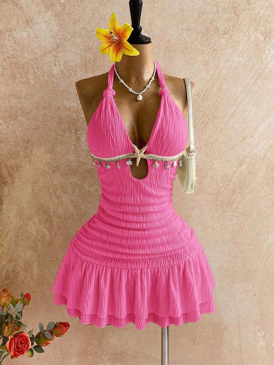 Women Midi Dresses - Fuchsia Pink - View 1