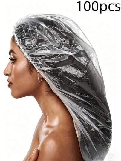 Extra-Long Disposable Transparent Plastic Shower Cap - Suitable For Women With Thick Long Hair, Braids, And Woven Hair, High-Quality Elastic Headcover, For Travel, Spa, Salon, And Home Use, Safely Covers Hair, Stretchable Hair Cap Hair Accessories Hair Accessories Cap