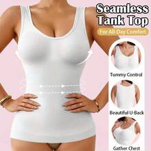 ZZL Top Reductor Básico Control de Abdomen, Camiseta Cami Sin Costuras Moldeadora de Cintura - Blanco - Ver 1