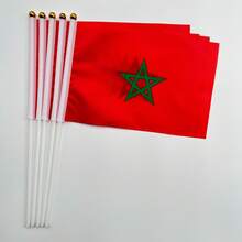 1套摩洛哥國旗圍巾與摩洛哥手持旗（包含1條圍巾旗與5支手持旗），適用於足球賽事、活動、派對、商務、運動、節慶、居家裝飾、戶外裝飾 - A - 查看 10