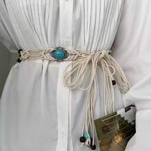 Bohemian Style Tassel Belt,  Retro High-End Fashion Accessory, Niche Temperament Woven Waist Chain - .18#花朵編織腰帶-K0261 - 查看 11