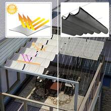 Retractable Awning, Adjustable Polyester Fabric With Buckle Holes, Outdoor Sun Shade, 81-90% UV Protection, Tool-Free Installation, Suitable For Patio, Deck, Garden, UV Canopy, Outdoor Privacy Solution, Design, Camping Equipment - Multicolor - View 8