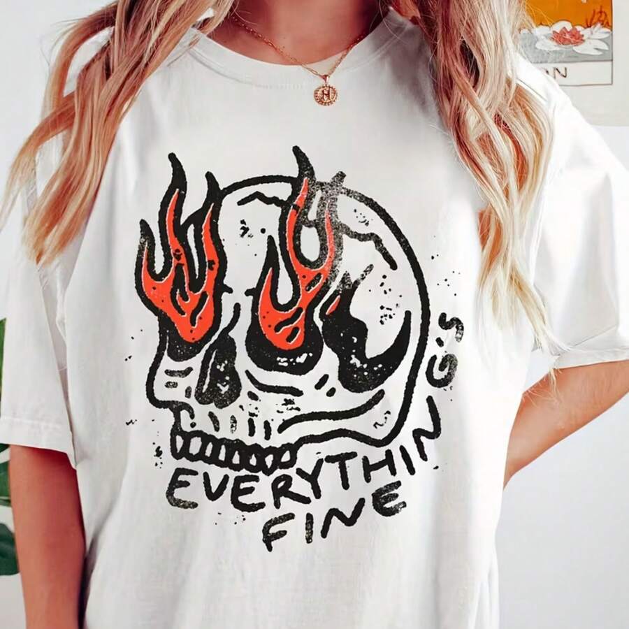 Printed T-Shirt For Men And Women - 白色 - 查看 1