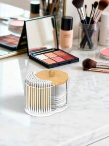 Hộp đựng tăm bông và bông tẩy trang 2 trong 1 bằng nhựa trong suốt - Chống vỡ, thích hợp dùng trong phòng tắm, đựng tăm bông, bông tẩy trang, chỉ nha khoa, dây buộc tóc và bông mút trang điểm. - Nhiều màu - Xem 4
