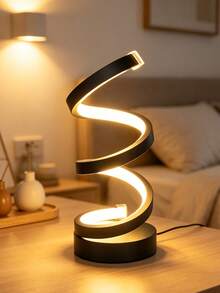 1pc 3-Color Adjustable Spiral LED Desk Lamp, Suitable For Bedroom, Living Room, Office, Study, Bar, Home Decor, Halloween Decor, Room Decor, Home, Kitchen, Christmas Decor - Multicolor - View 2