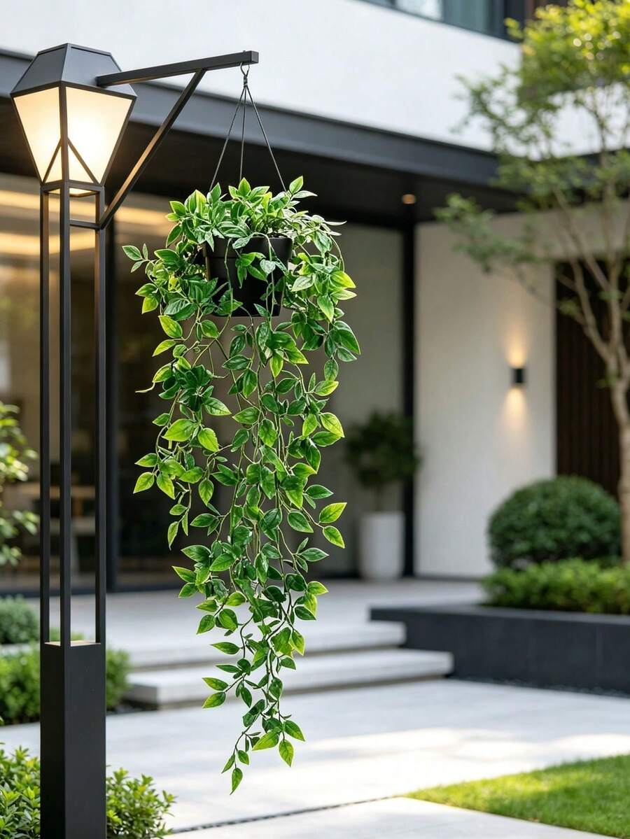 1盆曼陀罗盆栽植物户外悬挂式绿植叶藤装饰篱笆庭院人造绿植书房装饰高品质盆栽人造绿植 - 軍綠色 - 查看 1