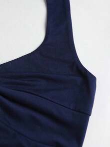 Camiseta de gasa con cuello trenzado y plisados, versátil y minimalista, estilo Y2K sexy - Multicolor - Ver 4