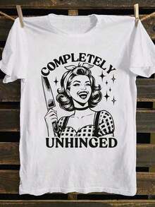 Top de verano, Camiseta con diseño divertido de banda de punk rock, Camiseta casual de cuello redondo, Camiseta gráfica para mujer, Top de manga corta, Top para mujer. Adecuado como regalo. Camiseta de mujer. Blusas > elegante. Boho chic. - Blanco - Ver 6