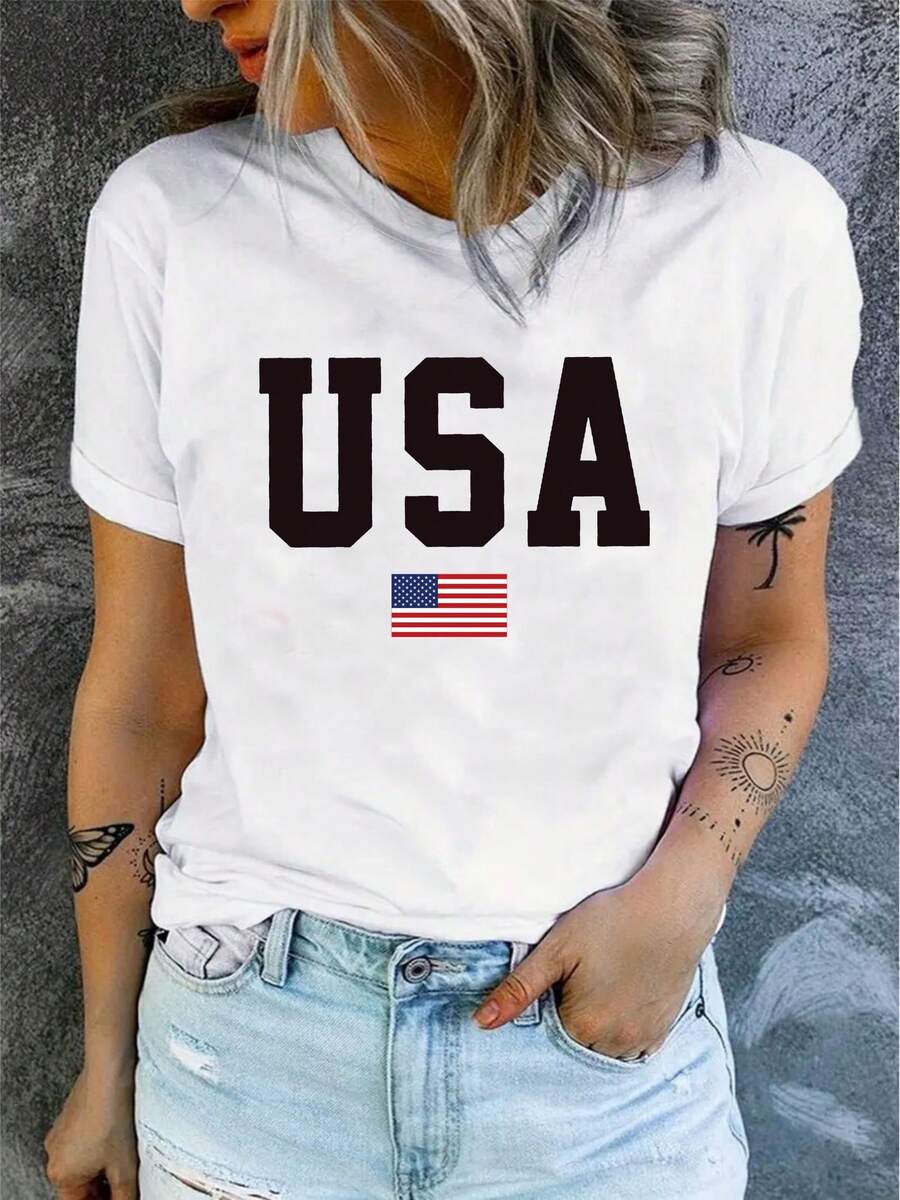 Printed Women's T-Shirt - 白色 - 查看 1