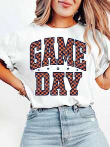 1 camiseta para el día del partido, camiseta de fútbol, azul y blanca, fútbol femenino, fútbol preppy, mamá futbolista, camiseta de fútbol linda, 180g 100% algodón suave - Blanco - Ver 10