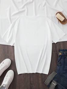 Women's T-Shirt: Fashionable Printed Short Sleeve T-Shirt For Ladies With Cute Bear And Milk Tea Cup Design, Round Neck, Casual, For All Seasons. - 白色 - 查看 3