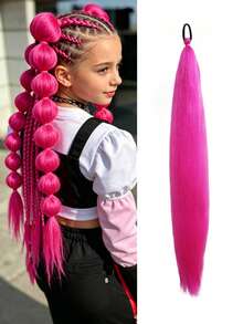 Tóc giả dài 28 inch màu tím gradient thẳng, có dây chun buộc, thích hợp để tự tết tóc, dùng hàng ngày, trong các dịp Halloween, Giáng sinh và Năm mới, hóa trang dự tiệc. - Nhiều màu - Xem 12