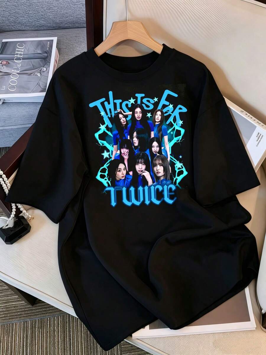 Retro Bootleg Style Twice Group T-Shirt, This Is A K-Pop T-Shirt For The World Tour, Twice T-Shirt. - Black - View 1