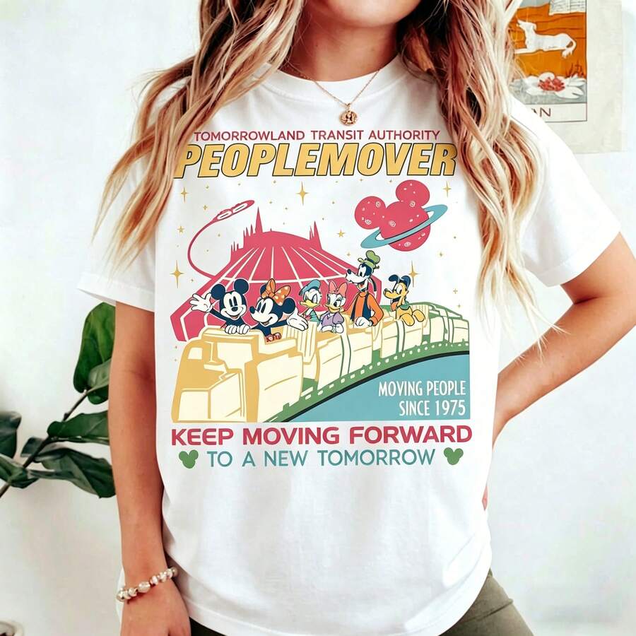Buy VintageDisney Mickeyand Friends Space Mountain Shirts, And Tomorrow, The World Transportation Authority Passengers Will Express Disney Mickey Minnie Oversized T-Shirts And Move On, WDW Disneyland - trắng - Xem 1
