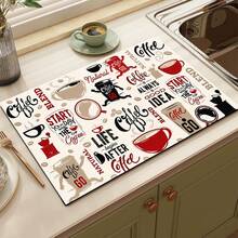1pc Coffee Element Absorbent Drying Mat, Kitchen Decor Coffee Machine Mat, Beverage Mat, Bowl & Plate Mat, Handmade Coffee Pot Draining Mat, Kitchen Floor Mat, Coaster, Dining Table Mat, Kitchen Counter Bowl & Plate Drying Mat, Breakfast Mat, Heat-Resistant Anti-Slip Drying Mat, Diatomite Drying Mat, Hides Stains, Super Absorbent Kitchen Mat, Easy To Clean Dish Rack Mat, Suitable For Kitchen, Dining Table, Coffee Shop, Bar, Holiday, Party, Home Decor, Holiday Gift - Multicolor - View 4
