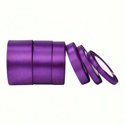 25 Meter Polyester-Satinband in Tieflila, verschiedene Größen, minimalistischer Stil für DIY-Basteleien + Haarzubehör, Geschenkverpackung, Blumensträuße, Blumenarrangements, Gastgeschenke