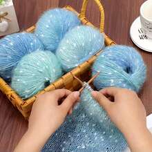 CHARM ELVES 3卷装多色渐变彩虹马海毛纱线,手工DIY编织材料,钩针细线,可用于制作时尚镂空针织衫、毛衣、帽子、围巾、披肩、背心、开衫等,男女皆宜。 - 3pcs=150g - 查看 4