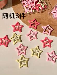 Bộ 8 kẹp tóc nữ hình ngôi sao màu hồng bằng kim loại, kẹp tóc mini thời trang, kẹp tóc hình ngôi sao năm cánh kiểu Y2K, phụ kiện tóc dễ thương, phù hợp sử dụng hàng ngày, lễ hội, tiệc tùng. - Hồng - Xem 3