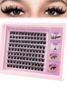 108 pièces Kit d'extension de cils style bande mince super douce et confortable pour un port toute la journée, facile à couper et à appliquer, convient pour le maquillage quotidien, les fêtes ou les sorties. Kit d'extension de cils DIY, cils individuels de 10 à 18 mm, comprend la colle à cils, le scellant et la pince à épiler, pour un usage personnel (10-18 mm, set) - Multicolore - Voir 11