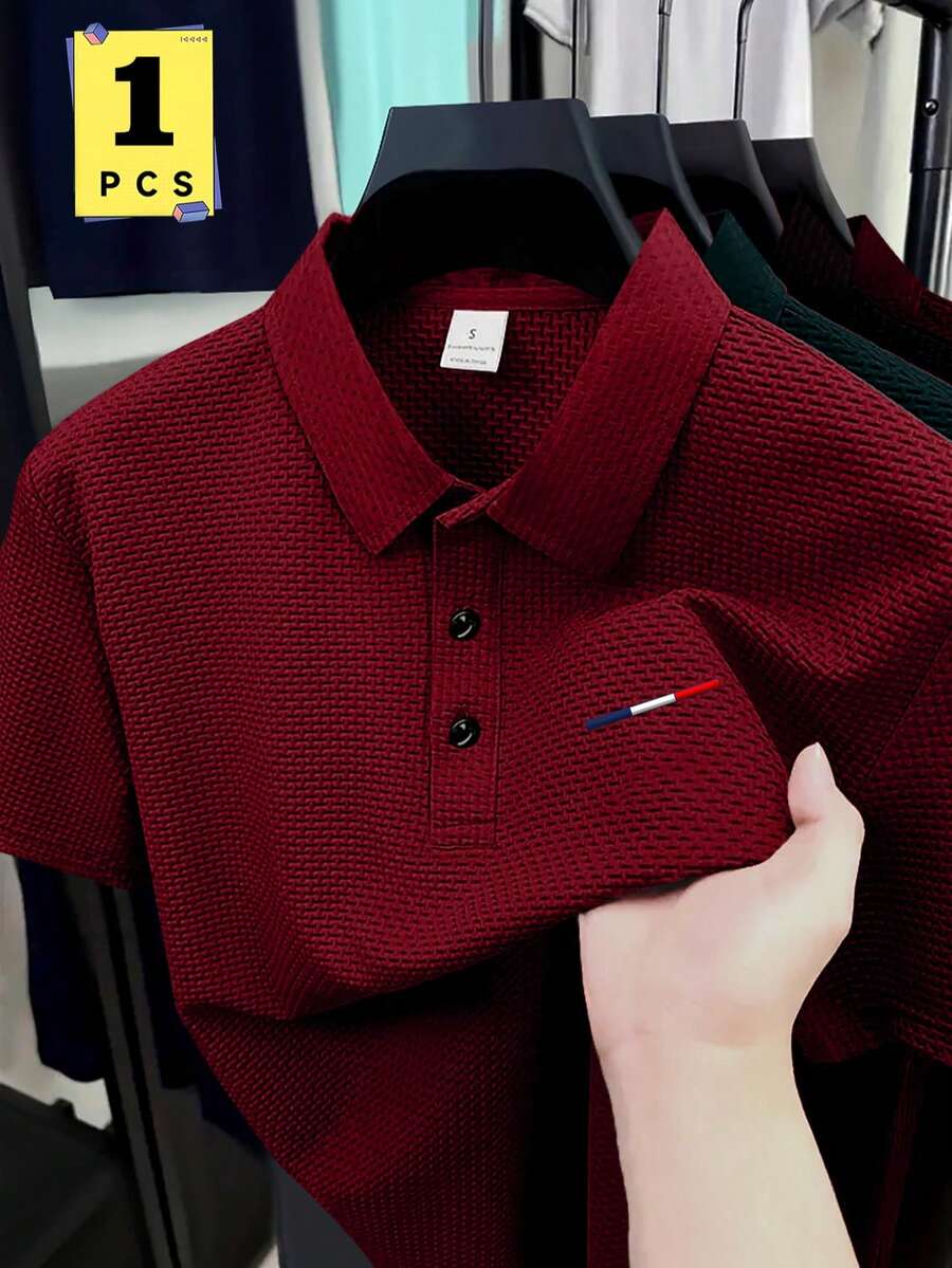一件优雅印花图案男士商务休闲 Polo 衫,加大码,适合体型偏胖的男士,面料舒适,适合高尔夫、网球、户外旅行、居家休闲等场合,男士礼品之选。 - 酒紅色 - 查看 1