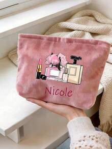 Customized Makeup Bag, Customized Cosmetic Pouch, Customized Letter Name Logo Storage Bag, Lightweight Zipper Makeup Bag - Multicolor - View 4
