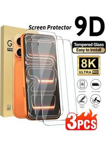 MIGAE 3pcs 9D Full Coverage Tempered Glass Screen Protector For IPhone 17 Pro Max/17 Air/17 Pro/17/16 Pro Max/16E/15 Pro Max/14 Plus/13/12/11 Pro Max/XR. Ultra-Clear, Scratch-Resistant, Anti-Fall, Transparent Edge Design, Bubble-Free And Easy To Install. - Clear - View 21