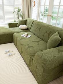 1 pieza Funda de sofá de felpa suave y elástica, resistente al deslizamiento y apta para mascotas, lavable a máquina y no desteñible, agrega ambiente a la decoración navideña y protege el sofá, se ajusta a sofás de 1/2/3/4 plazas, incluye tiras antideslizantes - Verde - Ver 6