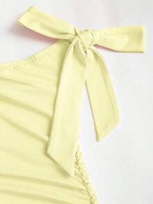 elegante sin mangas con decoración de flores metálicas, rosa - amarillo ganso - Ver 4