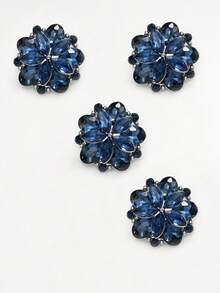 4pcs Flower Shaped Crystal Metal Buttons, Multi-Color, Rhinestone Decor Buttons Suitable For Jackets, Suits, Wedding Dresses, Sewing Supplies - Multicolor - View 18