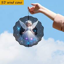 1个3D立体天使摆件，身着白色连衣裙，在星空下翩翩起舞。尺寸：10英寸*10英寸，带旋转挂钩，可360°旋转DIY创意风车，适合作为节日礼物赠送亲朋好友（不含吊坠，款式随机）。 - 多色 - 查看 8